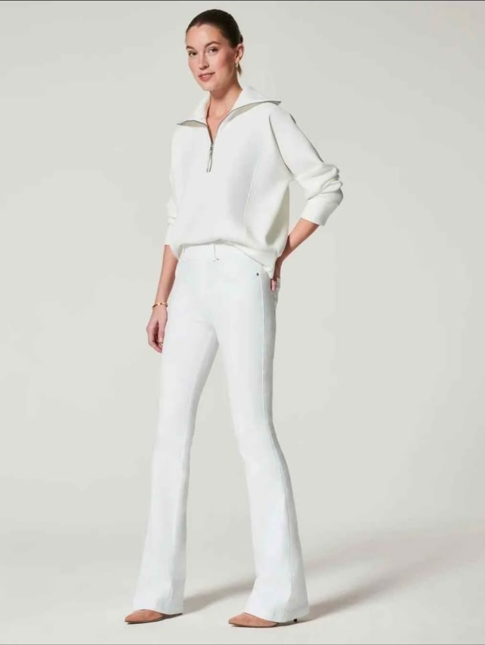 NWT Spanx Women's Flare Jeans in White Size L
